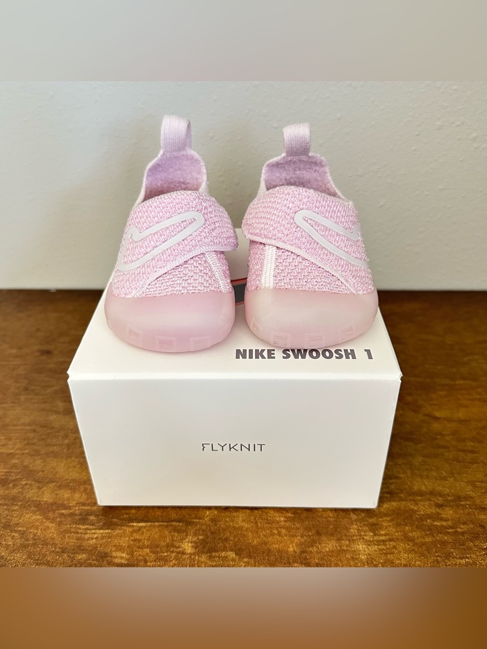 NEW Nike Swoosh 4C Infant Slip On Flyknit Pearl Pink Shoes FB3244-601